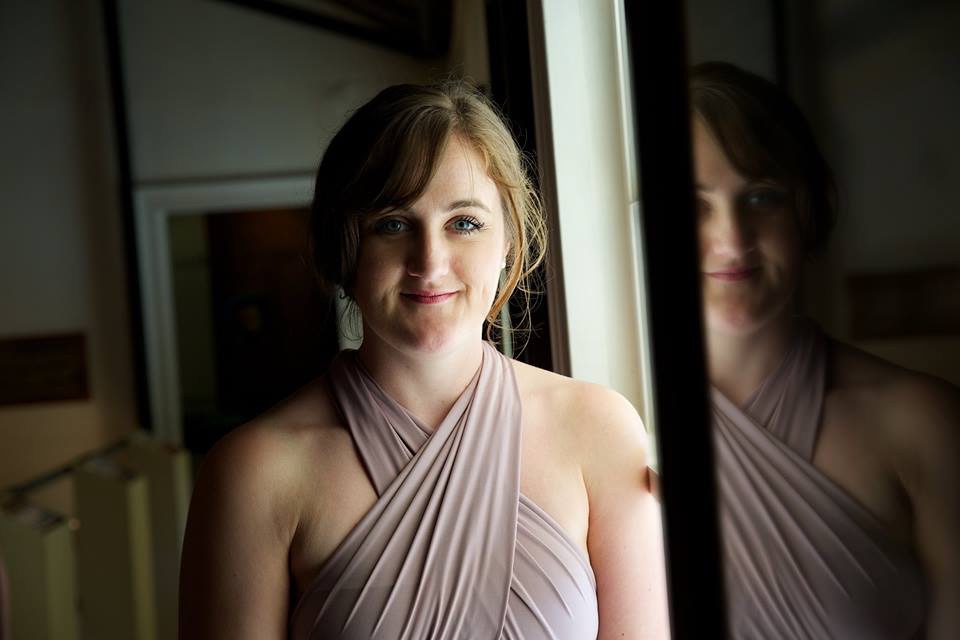 Bridesmaid, mushroom coloured purple gown, laurel Stratford hairstylist, waitangi wedding, bay of Islands NZ, New Zealand weddings