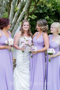 Girls Bridal party, bridesmaids in lavender, hair laurel Stratfordlocation Kerikeri NZ