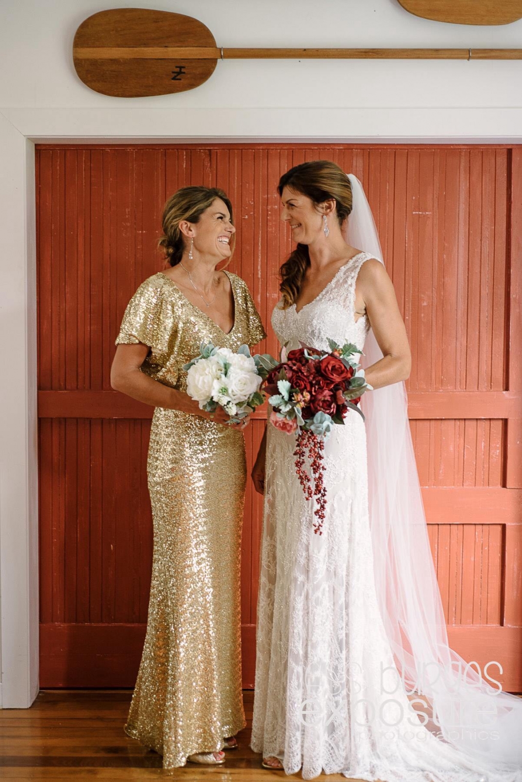 Bride and her sister, hair Laurel Stratford hairstylist